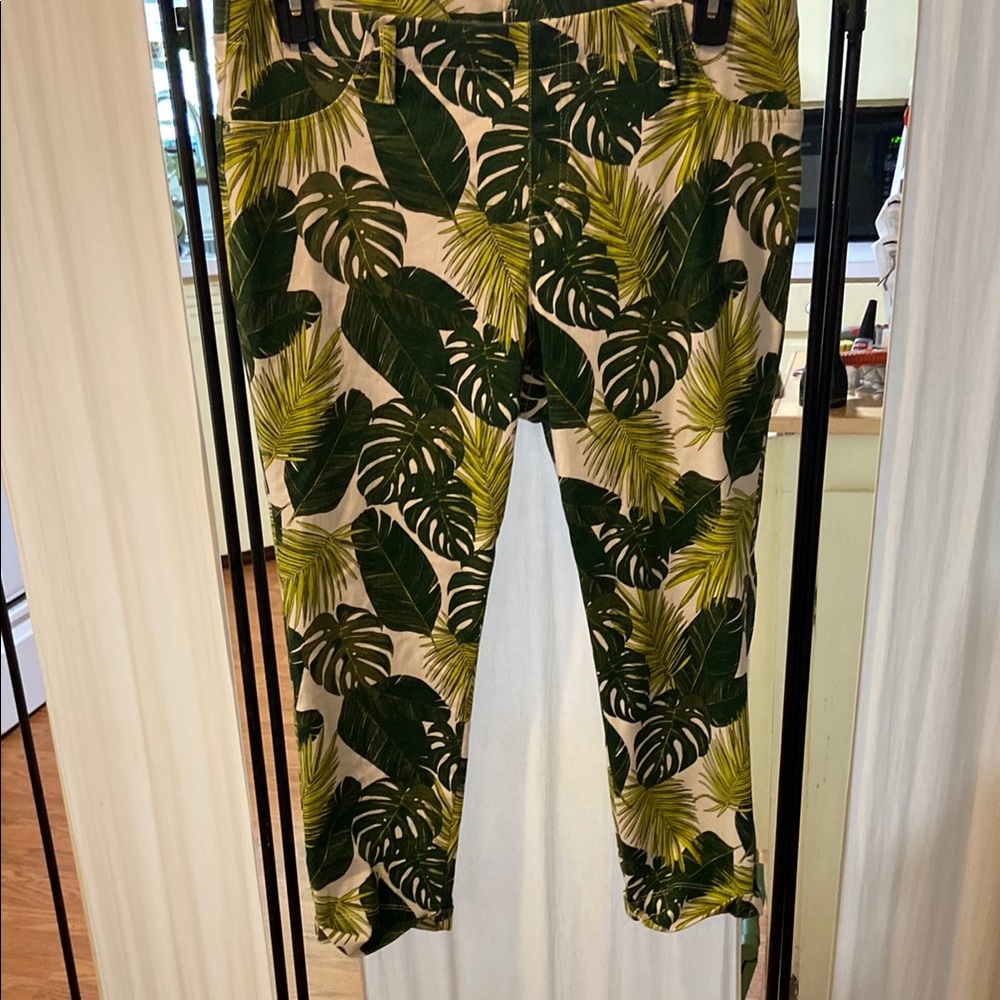 Chico's Men’s Tropical Leaf Chinos - Green & Cream